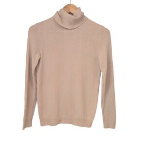 C by Bloomingdale's Cashmere Turtleneck Sweater XS Beige Ribbed‎ Knit Classic